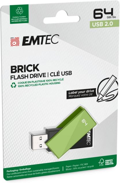 Memorie Externa USB-A Emtec C350 Brick, 64Gb ECMMD64GC352