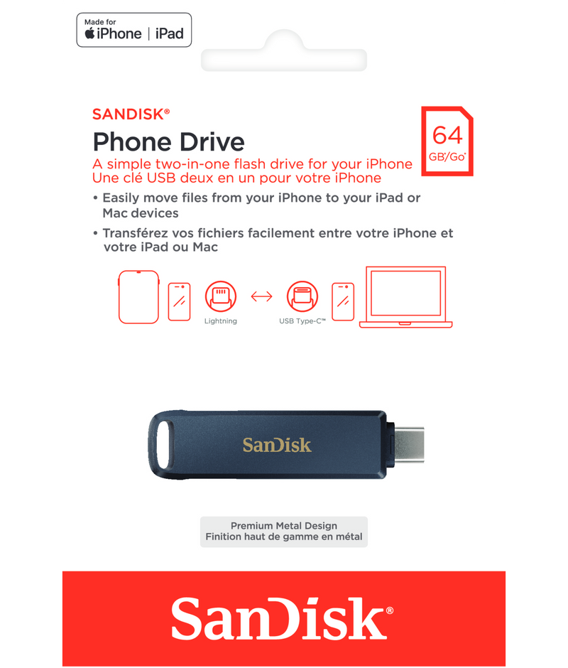Memorie Externa USB-C / Lightning SanDisk Phone Drive, 64Gb SDIXD0N-064G-GN6NN
