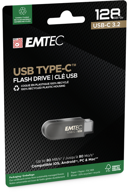 Memorie Externa USB-C Emtec C280 Single, 128Gb ECMMD128GC2