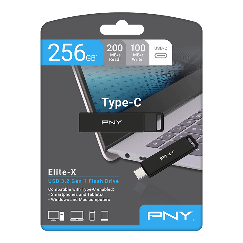 Memorie Externa USB-C PNY Elite X, 64Gb P-FDI64GELTXC-GE