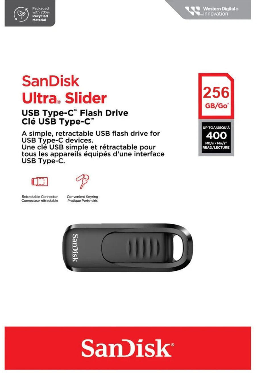 Memorie Externa USB-C SanDisk Ultra Slider, 256Gb SDCZ480-256G-G46