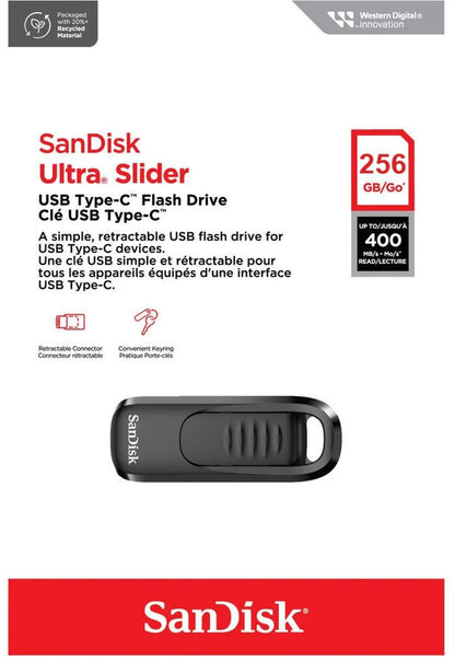 Memorie Externa USB-C SanDisk Ultra Slider, 256Gb SDCZ480-256G-G46