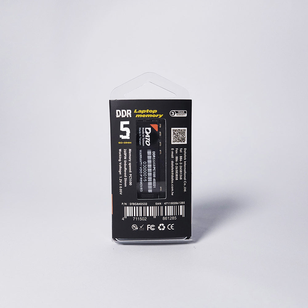 Memorie RAM Dato, DDR5, 8GB, 5600Mhz, Neagra DT8G5DS56