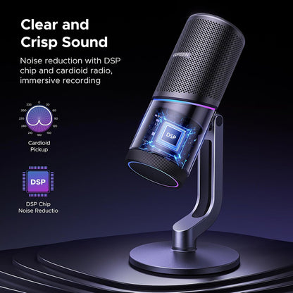 Microfon Cardioid UGREEN CM769 (35629), RGB, USB-A, 2m, Negru