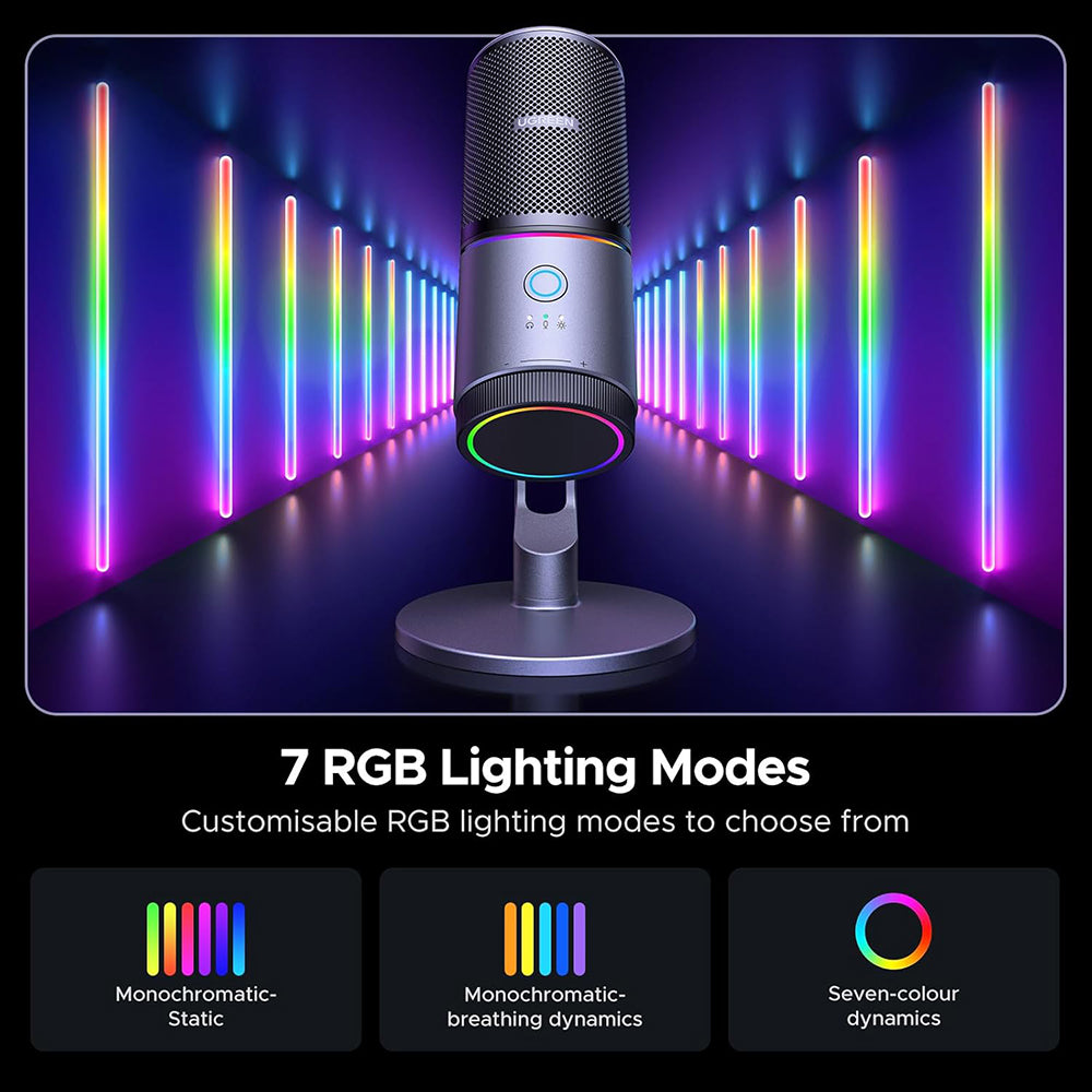 Microfon Cardioid UGREEN CM769 (35629), RGB, USB-A, 2m, Negru