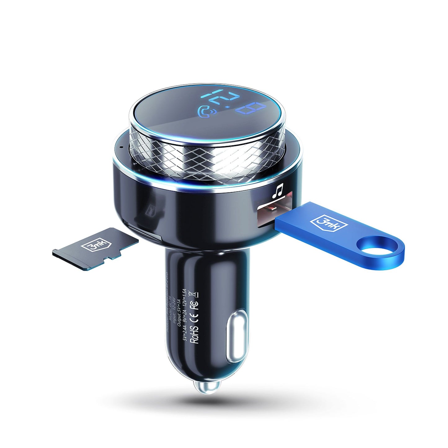 Modulator FM Bluetooth 3MK Hyper Car, 2 x USB-A - 1 x microSD