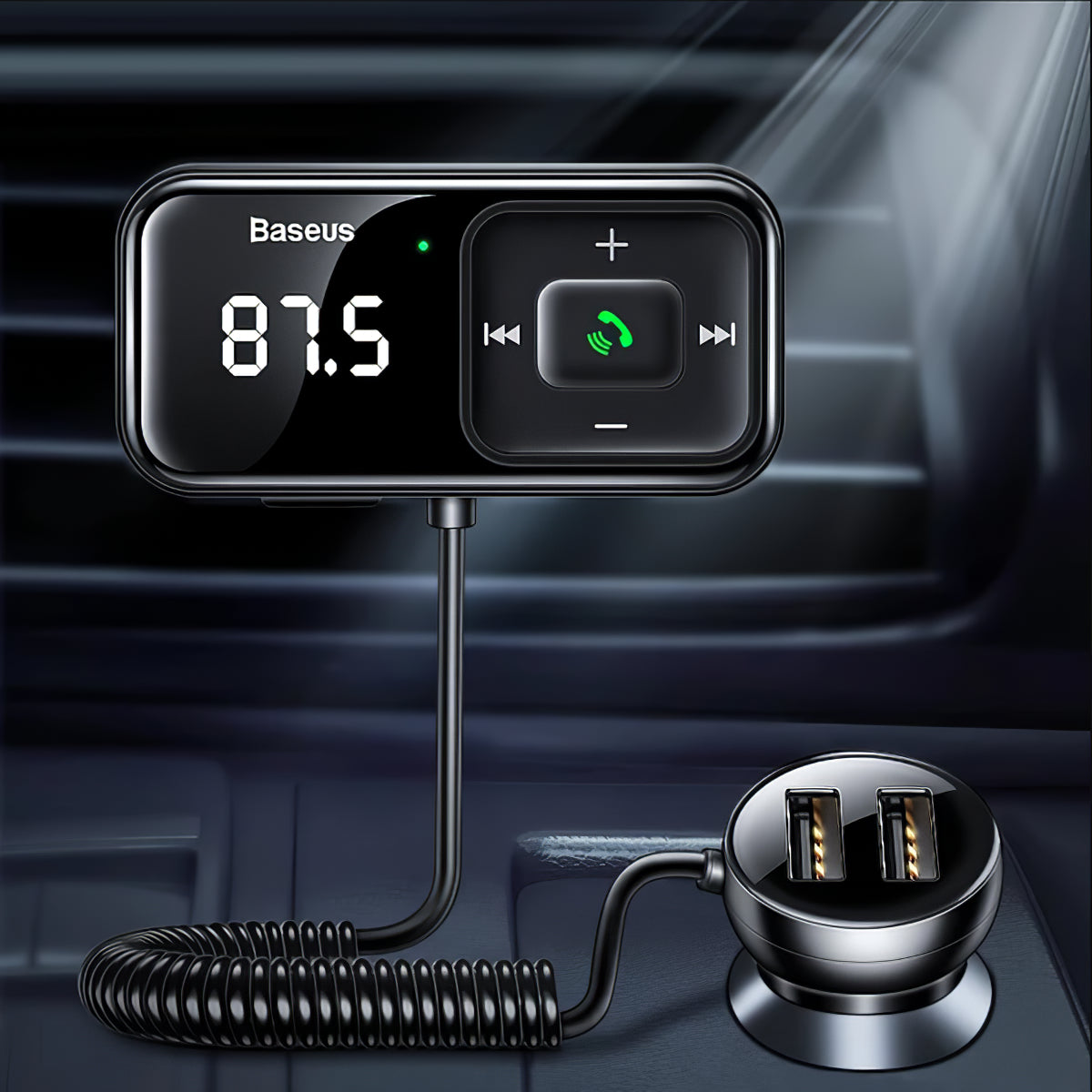 Modulator FM Bluetooth Baseus T-Typed, 2 x USB-A CCMT000201