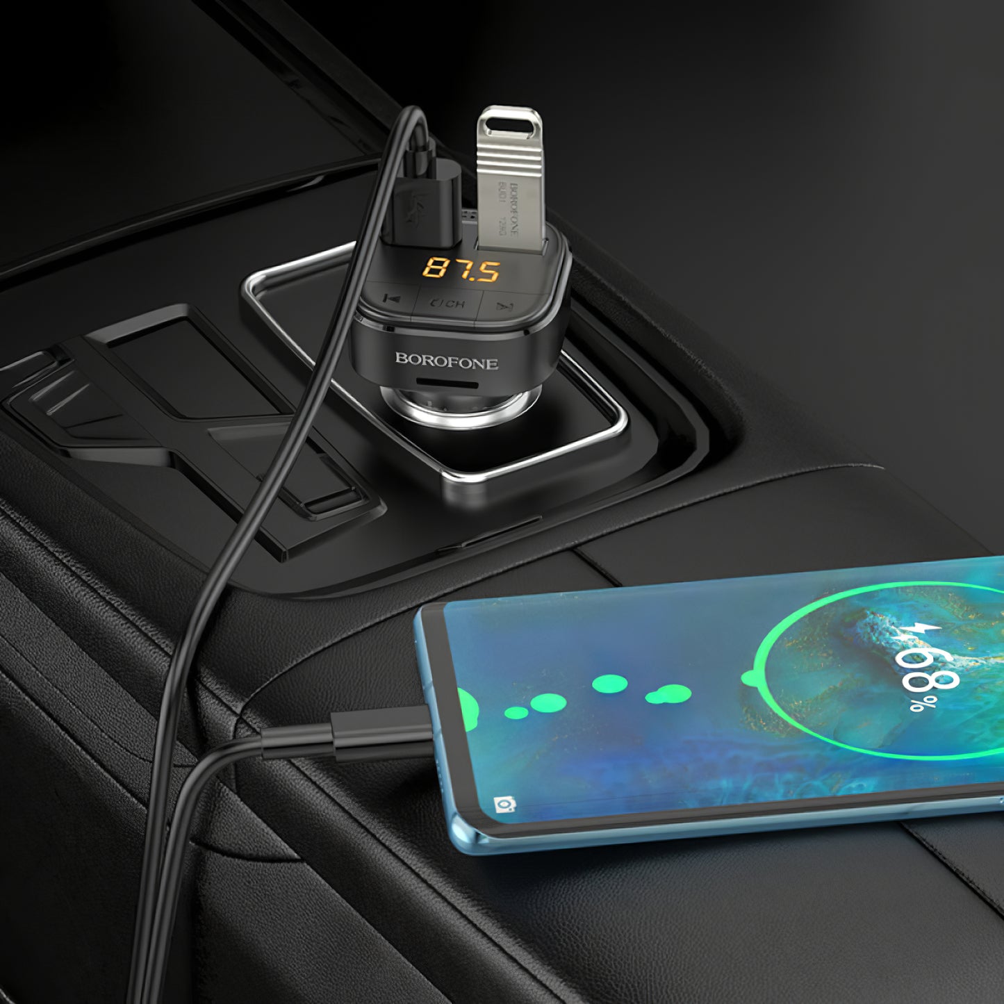 Modulator FM Bluetooth Borofone BC43 Flash, 2 x USB-A - 1 x microSD