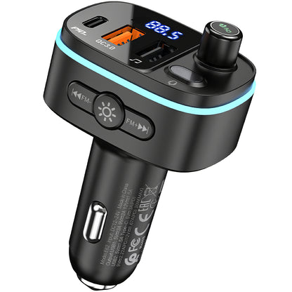 Modulator FM Bluetooth HOCO E62 Fast, 2 x USB-A - 1 x USB-C