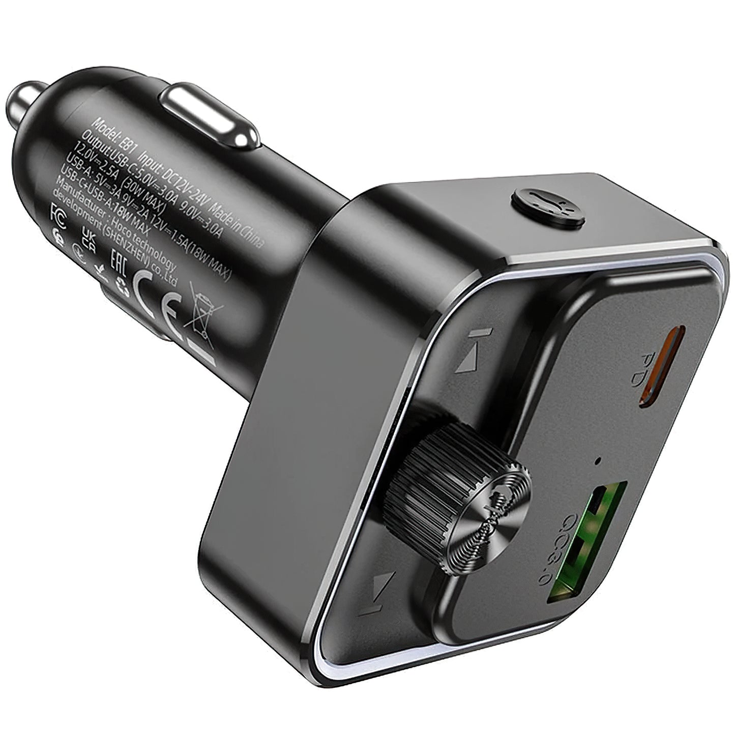Modulator FM Bluetooth HOCO E81, 1 x USB-A - 1 x USB-C