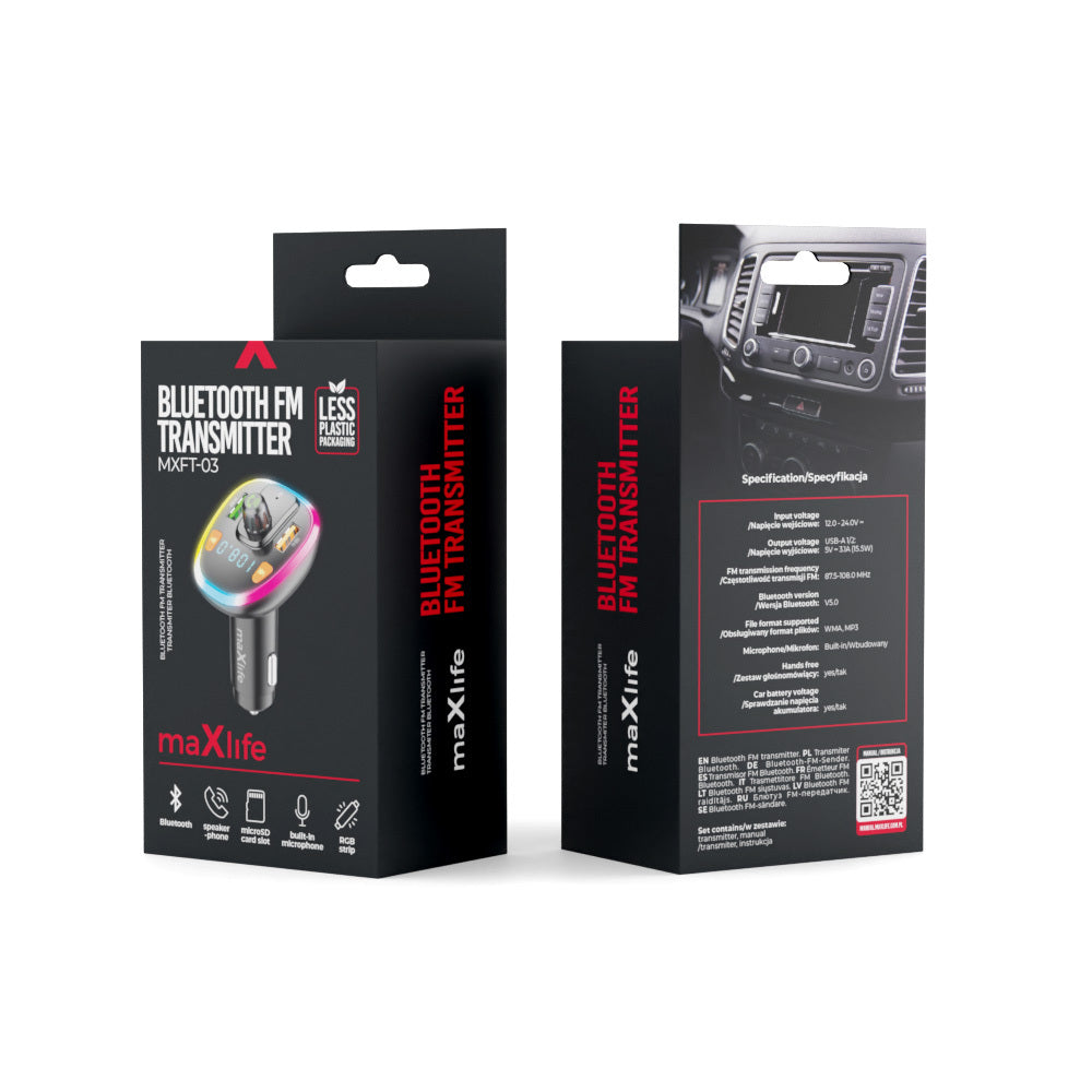 Modulator FM Bluetooth MaXlife MXFT-03, 2 x USB-A