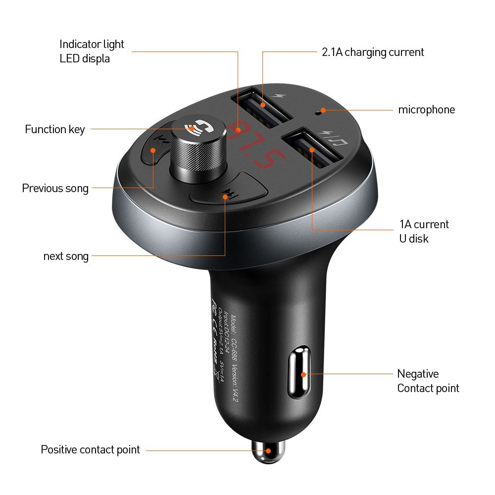 Modulator FM Bluetooth McDodo, 2 x USB-A
