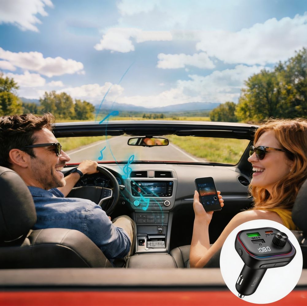 Modulator FM Bluetooth Tech-Protect CC07, 2 x USB-A - 1 x USB-C