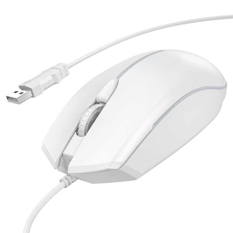 Mouse Gaming Wired USB HOCO GM37, RGB, 2400DPI, Alb