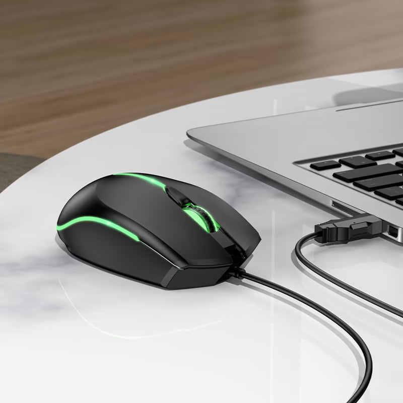 Mouse Gaming Wired USB HOCO GM37, RGB, 2400DPI, Negru
