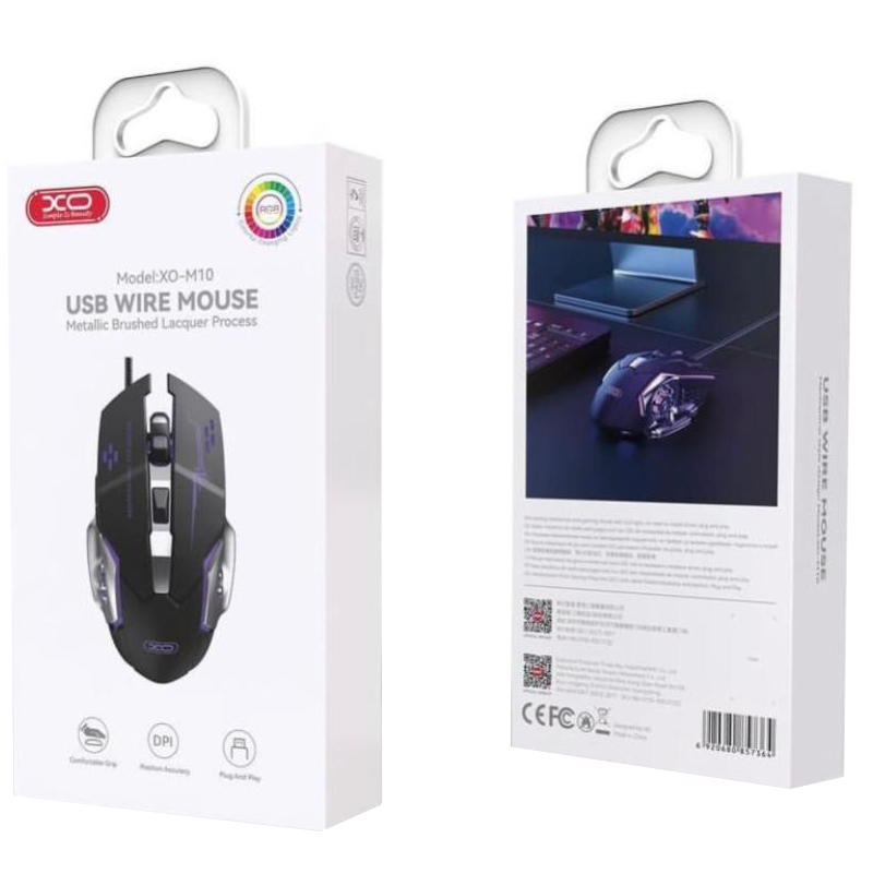 Mouse Gaming Wired USB XO Design M10, RGB, 3200DPI, Negru