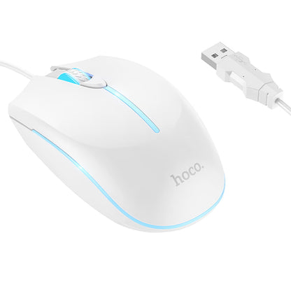 Mouse Gaming Wired USB HOCO GM37, RGB, 2400DPI, Alb
