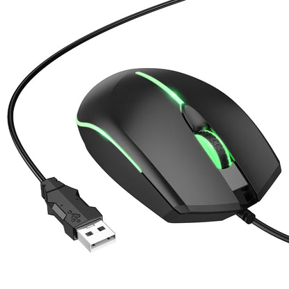 Mouse Gaming Wired USB HOCO GM37, RGB, 2400DPI, Negru