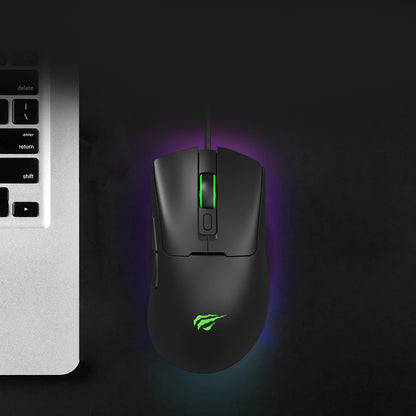 Mouse Gaming Wired USB HAVIT MS966, RGB, 800DPI - 12000DPI, 1.6m, Negru