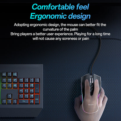 Mouse Gaming Wired USB Yesido KB20, RGB, 1000DPI - 7200DPI, Negru