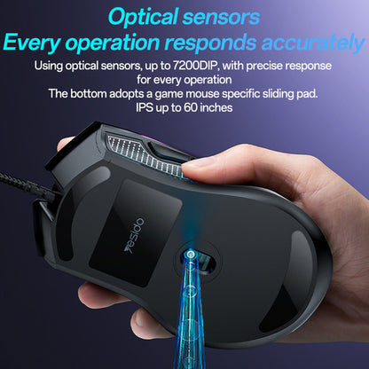 Mouse Gaming Wired USB Yesido KB20, RGB, 1000DPI - 7200DPI, Negru