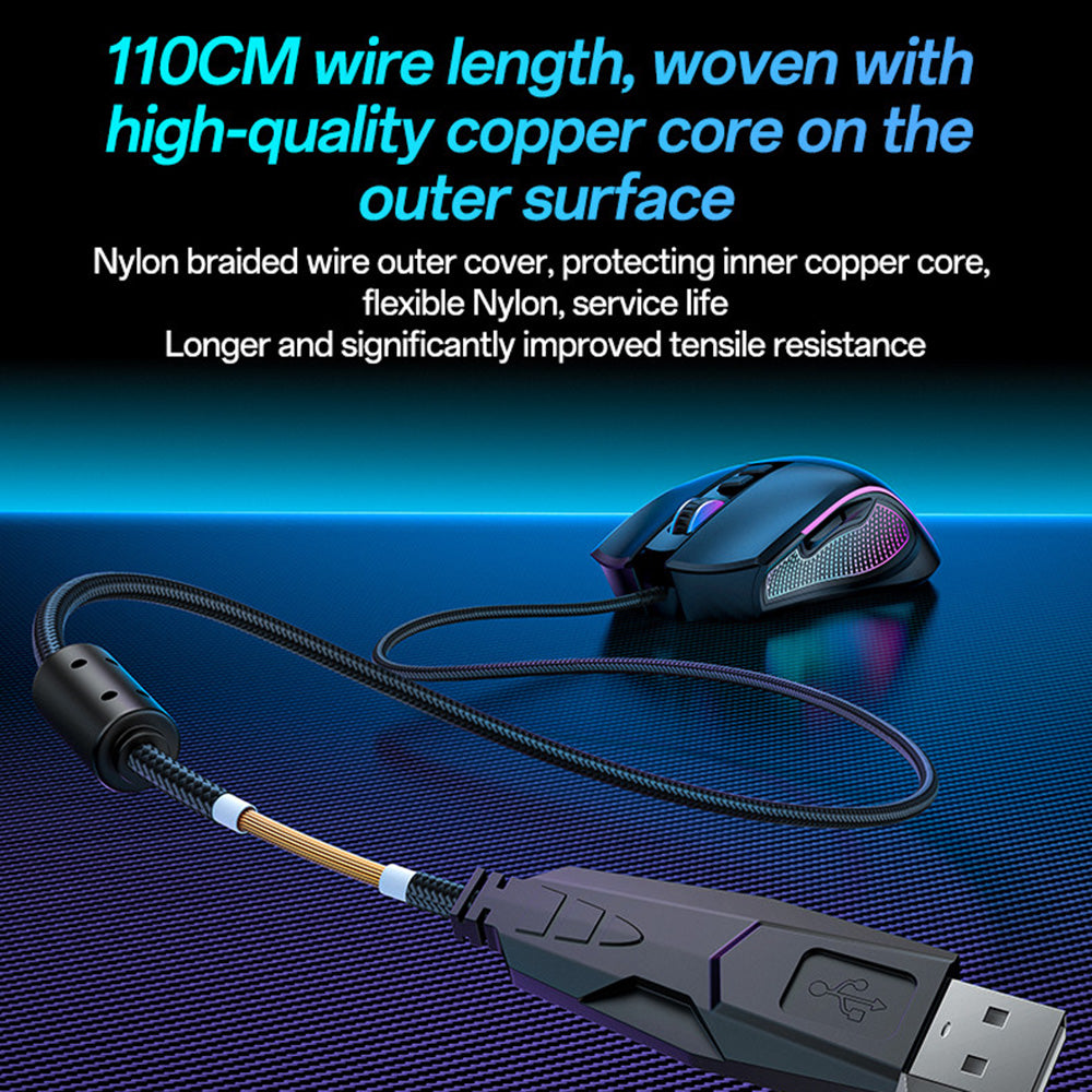 Mouse Gaming Wired USB Yesido KB20, RGB, 1000DPI - 7200DPI, Negru