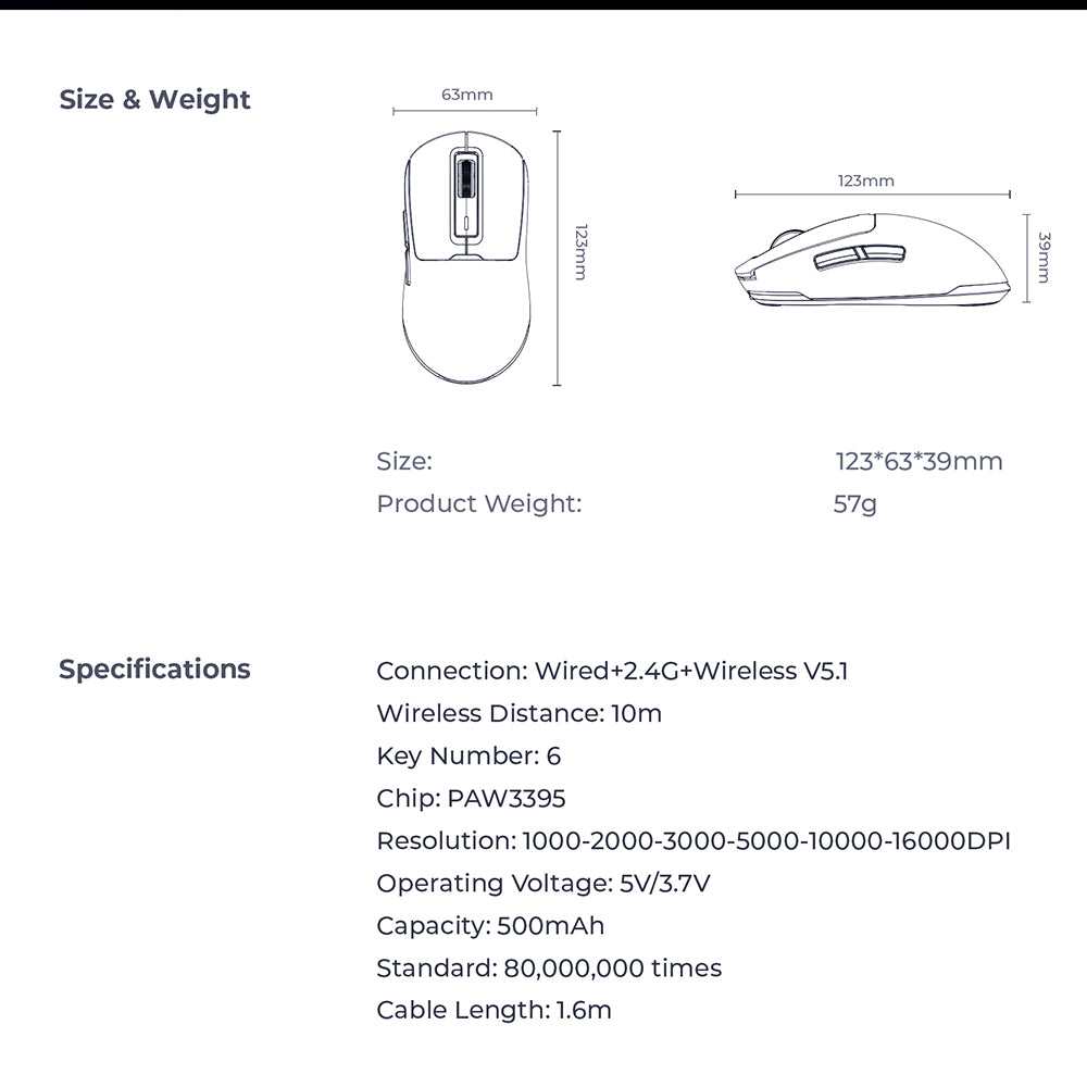 Mouse Gaming Wireless HAVIT MS969WB, RGB, 1000DPI - 16000DPI, Negru