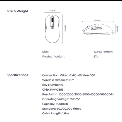 Mouse Gaming Wireless HAVIT MS969WB, RGB, 1000DPI - 16000DPI, Negru