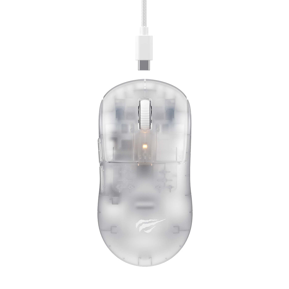 Mouse Gaming Wireless HAVIT MS970WB Pro, 800DPI - 12000DPI, BT / Wi-Fi / Wired, Transparent Alb