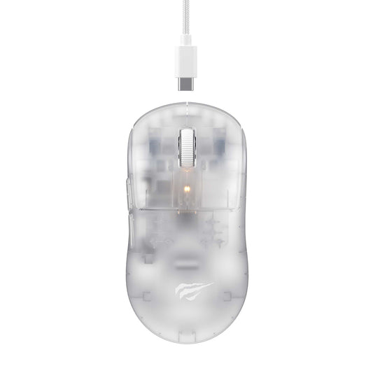 Mouse Gaming Wireless HAVIT MS970WB Pro, 800DPI - 12000DPI, BT / Wi-Fi / Wired, Transparent Alb