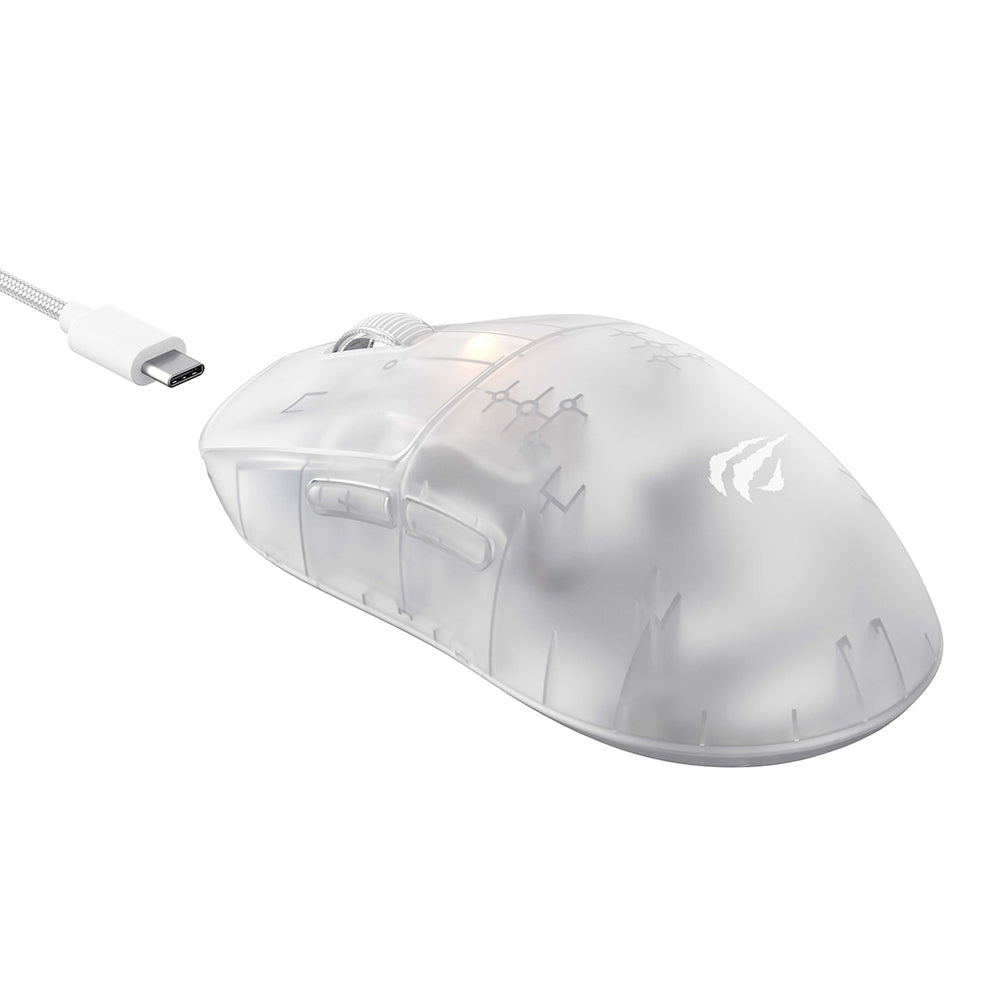 Mouse Gaming Wireless HAVIT MS970WB Pro, 800DPI - 12000DPI, BT / Wi-Fi / Wired, Transparent Alb
