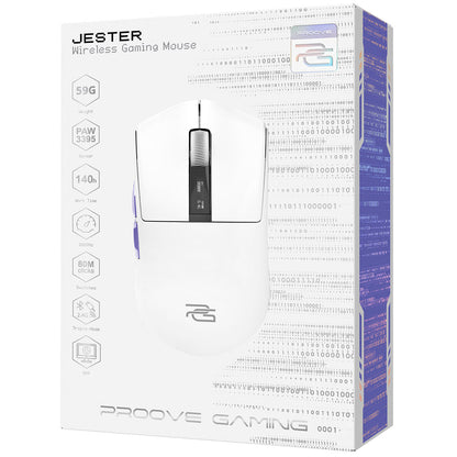 Mouse Gaming Wireless Proove Jester, 800DPI - 26000DPI, Afisaj OLED, Alb WMJS00022002