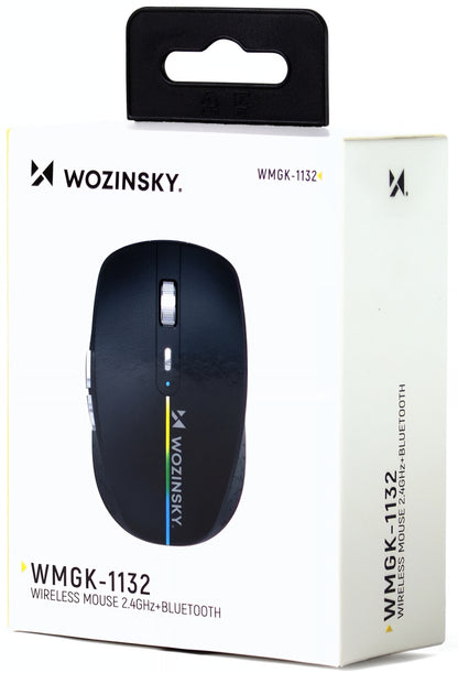Mouse Gaming Wireless WZK WMGK-1132, 1600DPI, RGB, BT / Wi-Fi, Negru