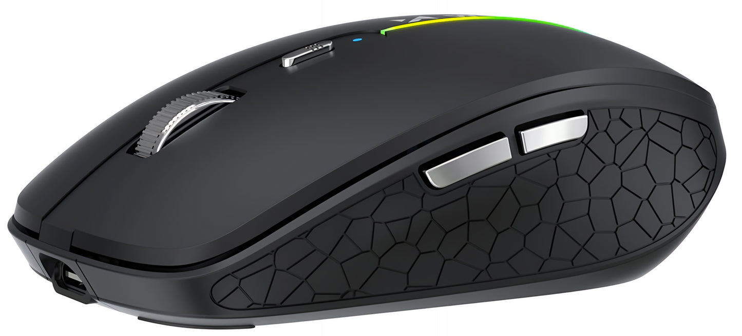 Mouse Gaming Wireless WZK WMGK-1132, 1600DPI, RGB, BT / Wi-Fi, Negru