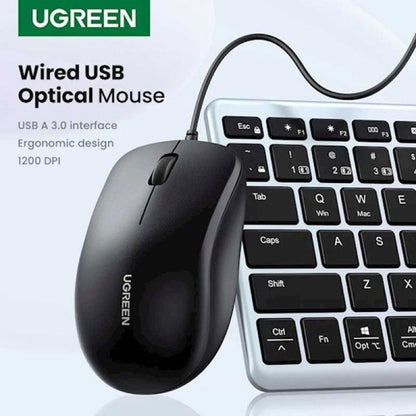 Mouse Wired USB UGREEN MU007, 1200DPI, 1.5m, Negru
