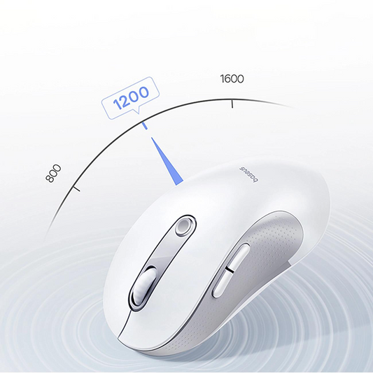 Mouse Wireless Baseus F02, 4000DPI, BT / Wi-Fi, Alb B0203202