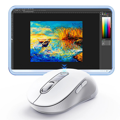 Mouse Wireless Baseus F02, 1600DPI, BT / Wi-Fi, Alb B0203302
