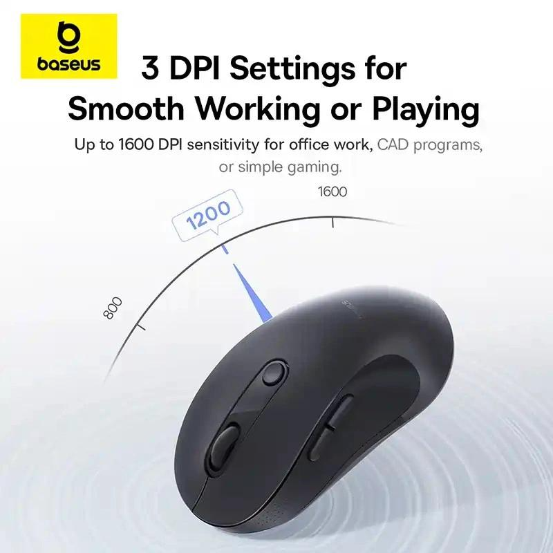 Mouse Wireless Baseus F02, 1600DPI, BT / Wi-Fi, Negru B0203203