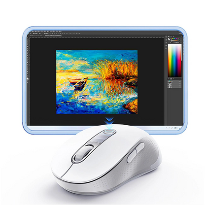 Mouse Wireless Baseus F02, 4000DPI, BT / Wi-Fi, Alb B0203202