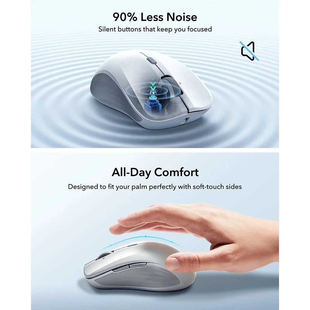 Mouse Wireless ESR MagMouse, 800DPI - 4800DPI, BT / Wi-Fi, Alb