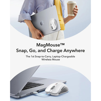 Mouse Wireless ESR MagMouse, 800DPI - 4800DPI, BT / Wi-Fi, Alb