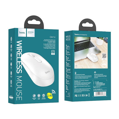 Mouse Wireless HOCO GM14, 1200DPI, Alb