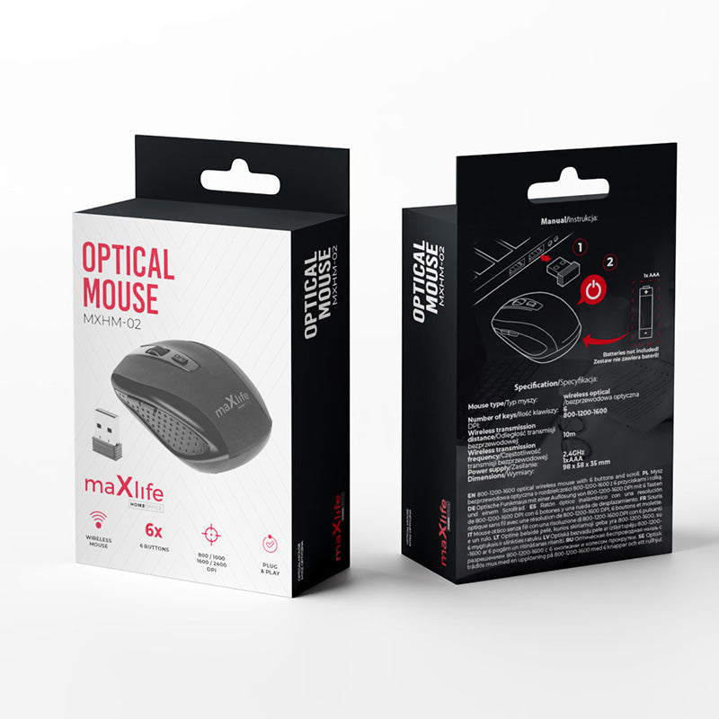 Mouse Wireless MaXlife MXHM-02, 1600DPI, Negru
