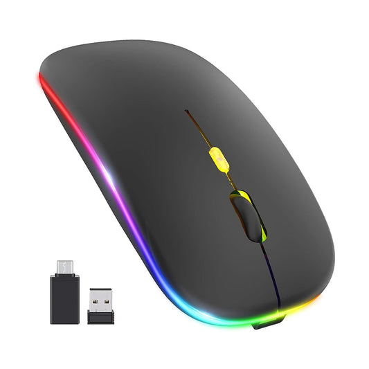 Mouse Wireless Techsuit M1, RGB, 1600DPI, BT / Wi-Fi, Negru