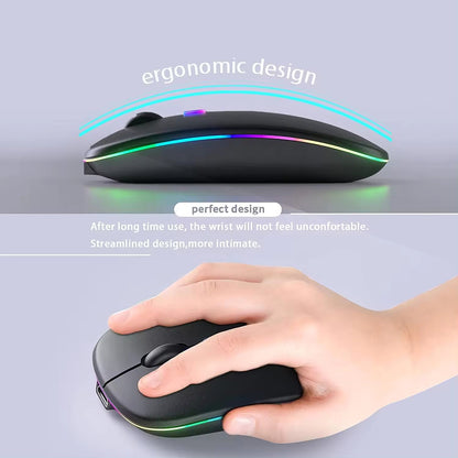 Mouse Wireless Techsuit M1, RGB, 1600DPI, BT / Wi-Fi, Negru