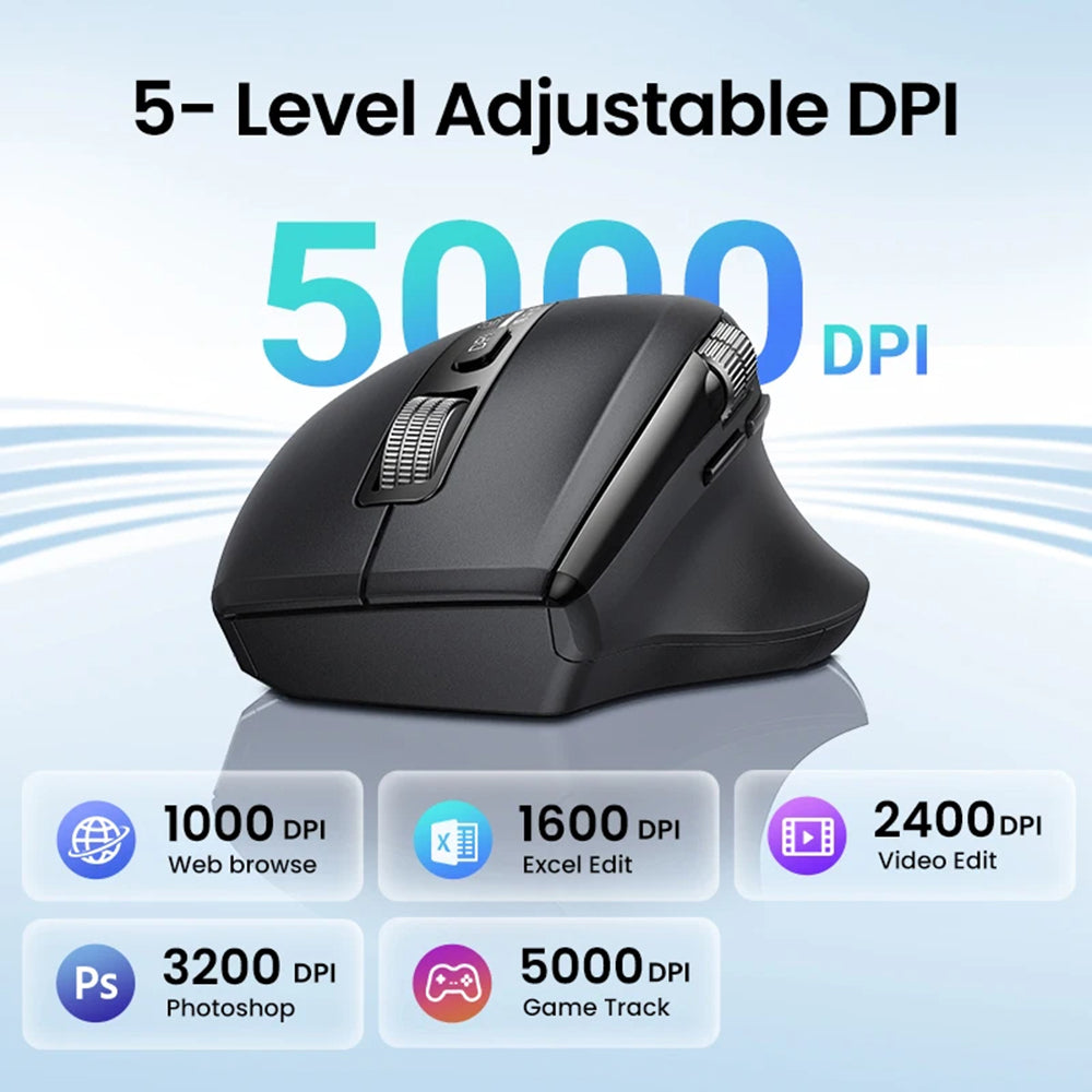 Mouse Wireless UGREEN M751, 5000DPI, BT / Wi-Fi, Negru