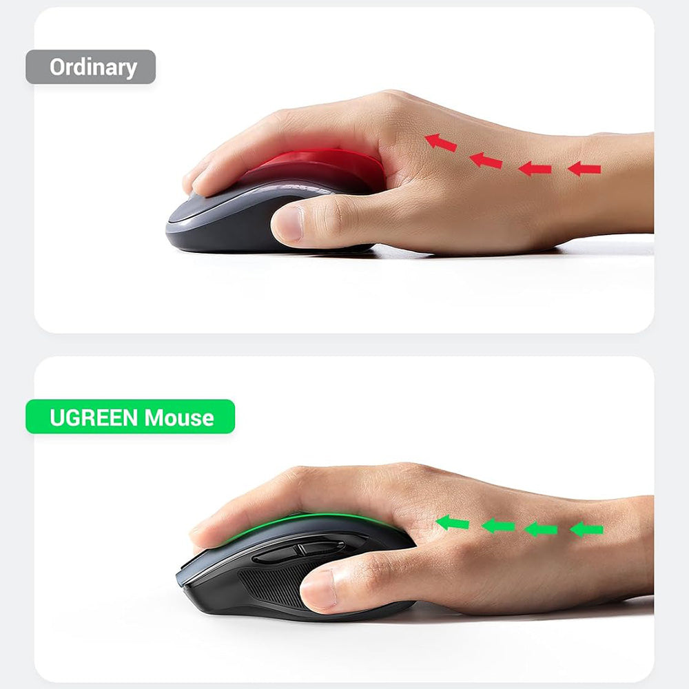 Mouse Wireless UGREEN MU006S (85082), 4000DPI, BT / Wi-Fi, Gri
