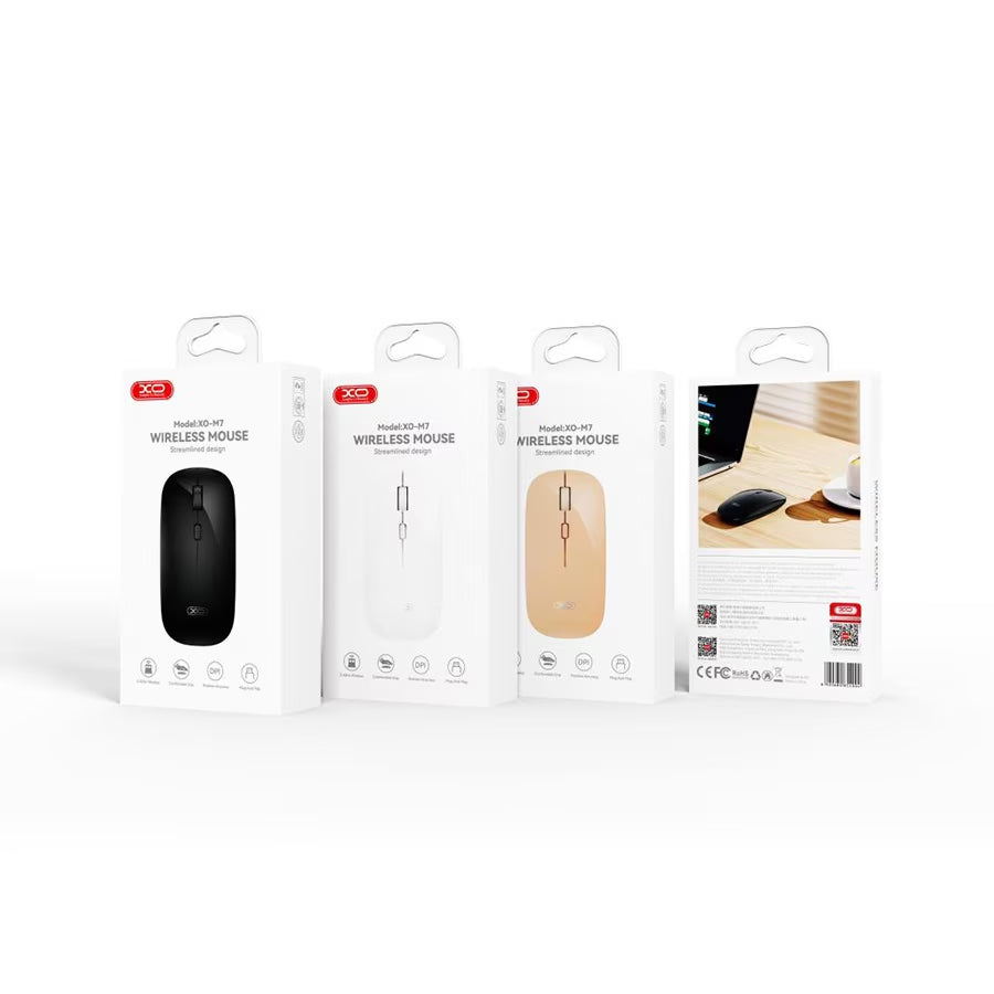 Mouse Wireless XO Design M7 Stylish Glossy, Alb