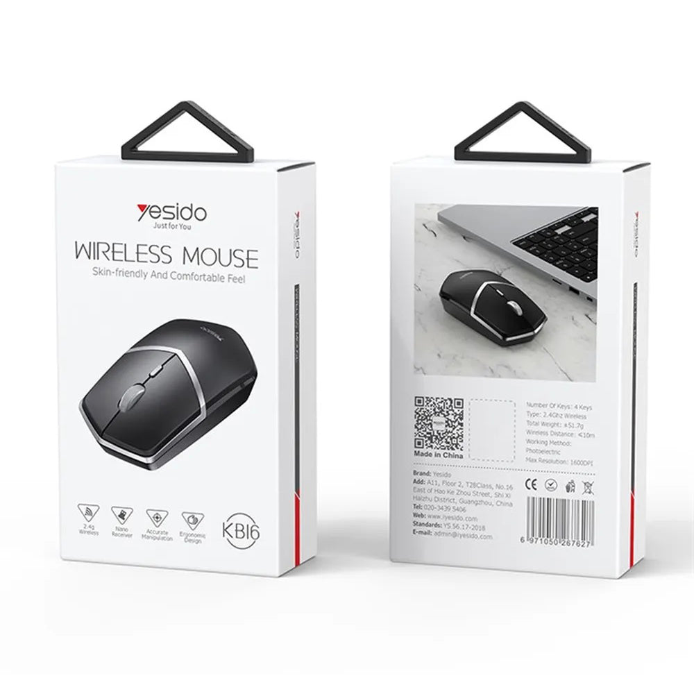 Mouse Wireless Yesido KB16, 1600DPI, Negru
