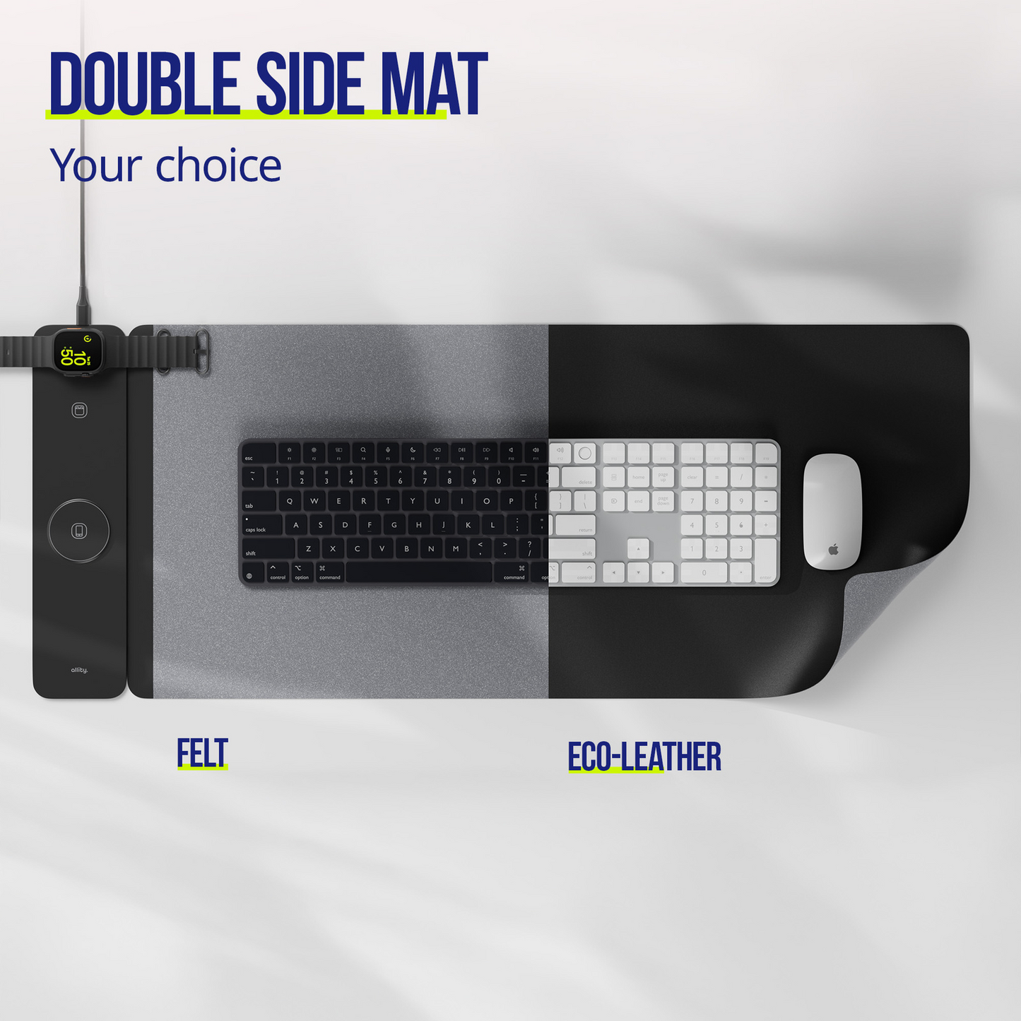 MousePad Allity. ALP-100 4in1 cu Incarcare Wireless Telefon / Ceas / Casti, Negru